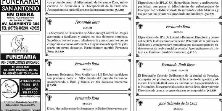 F Nebres Del S Bado De Enero De Primera Edici N